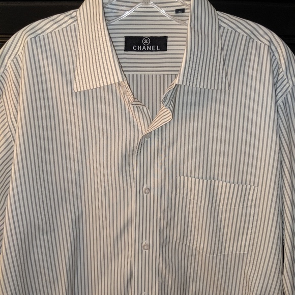 Chanel Mens Striped Button Front Dress 